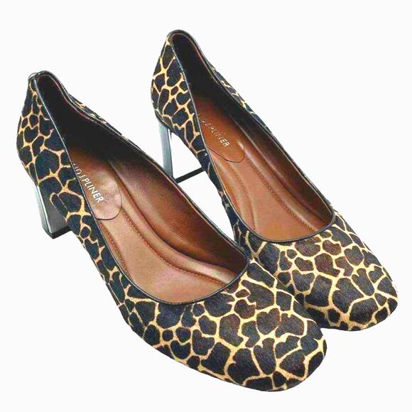 Vintage Women's Donald J Pliner Giraffe Print Calf Hair Block Heel Pump Size 8 - Picture 2 of 7